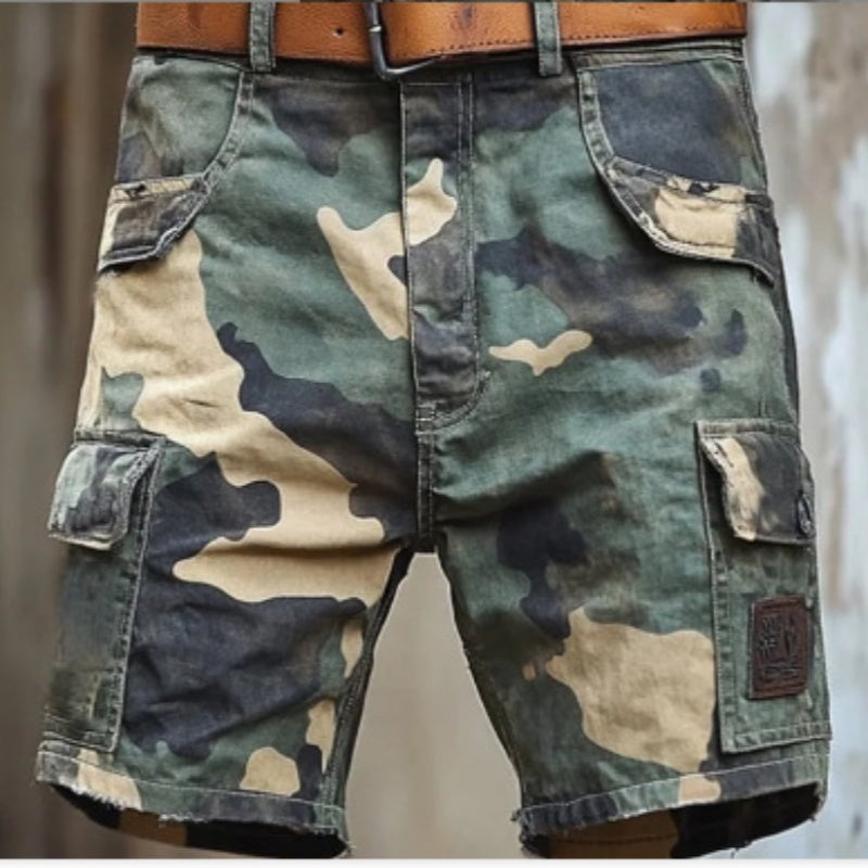 Printed retro casual short pants for men no waistband