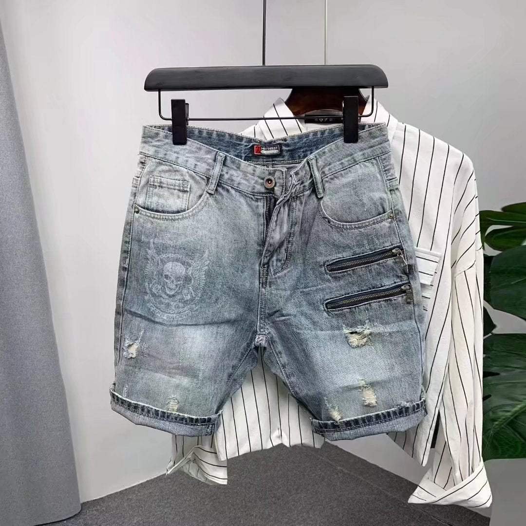 Men's Denim Shorts Summer Short Sleeves