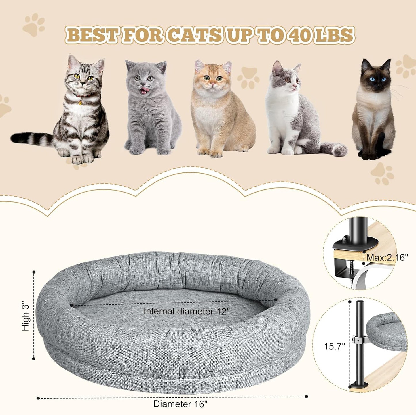 Cat Nest Round Rotating Adjustable Height