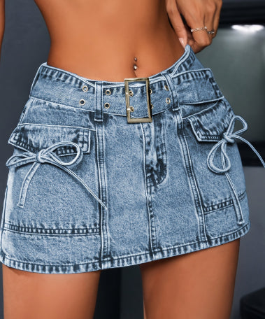 Women's High-elasticity Mid-waist Short Denim Shorts