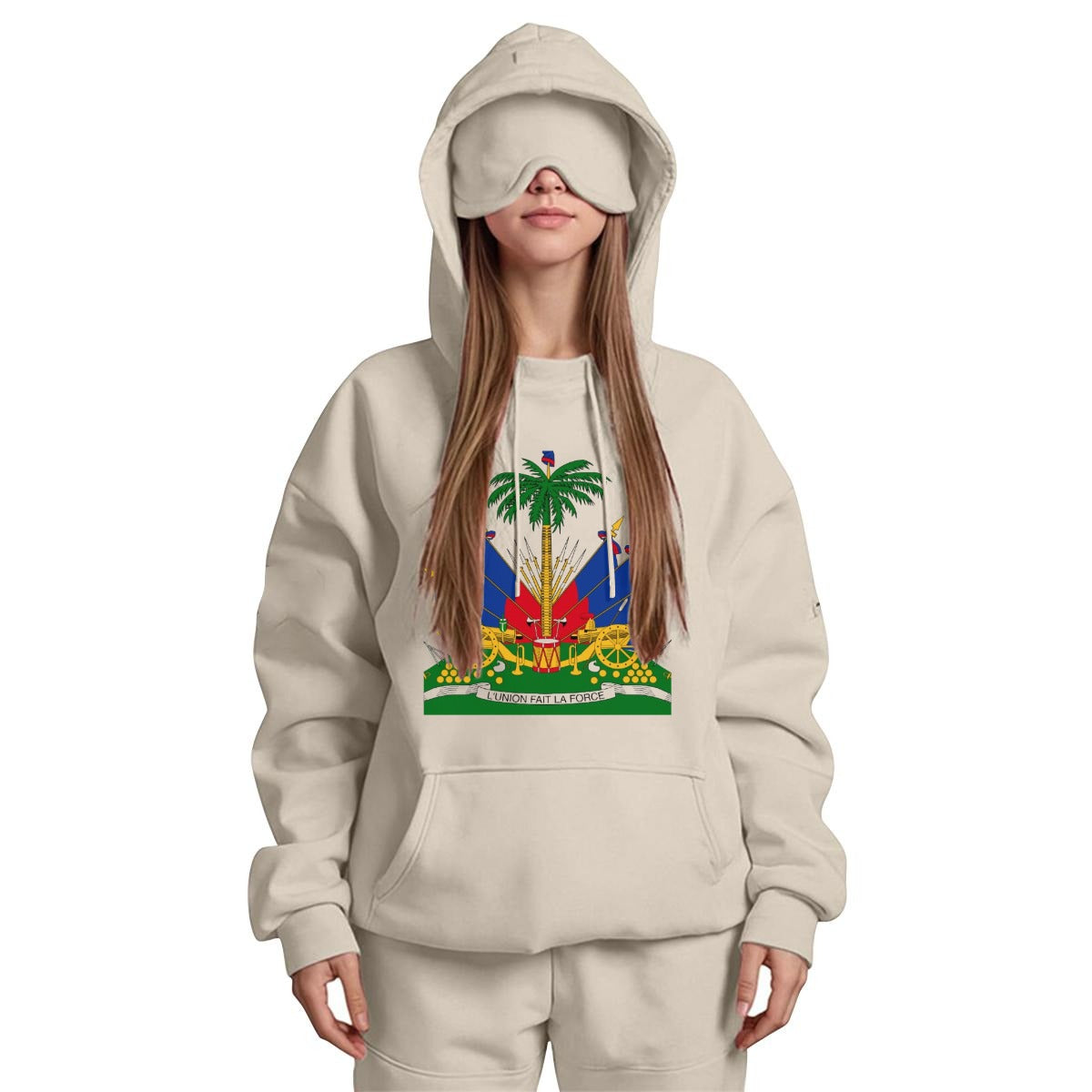 Women's Travel Nap Hoodie with Built-in Eye Mask|DTF