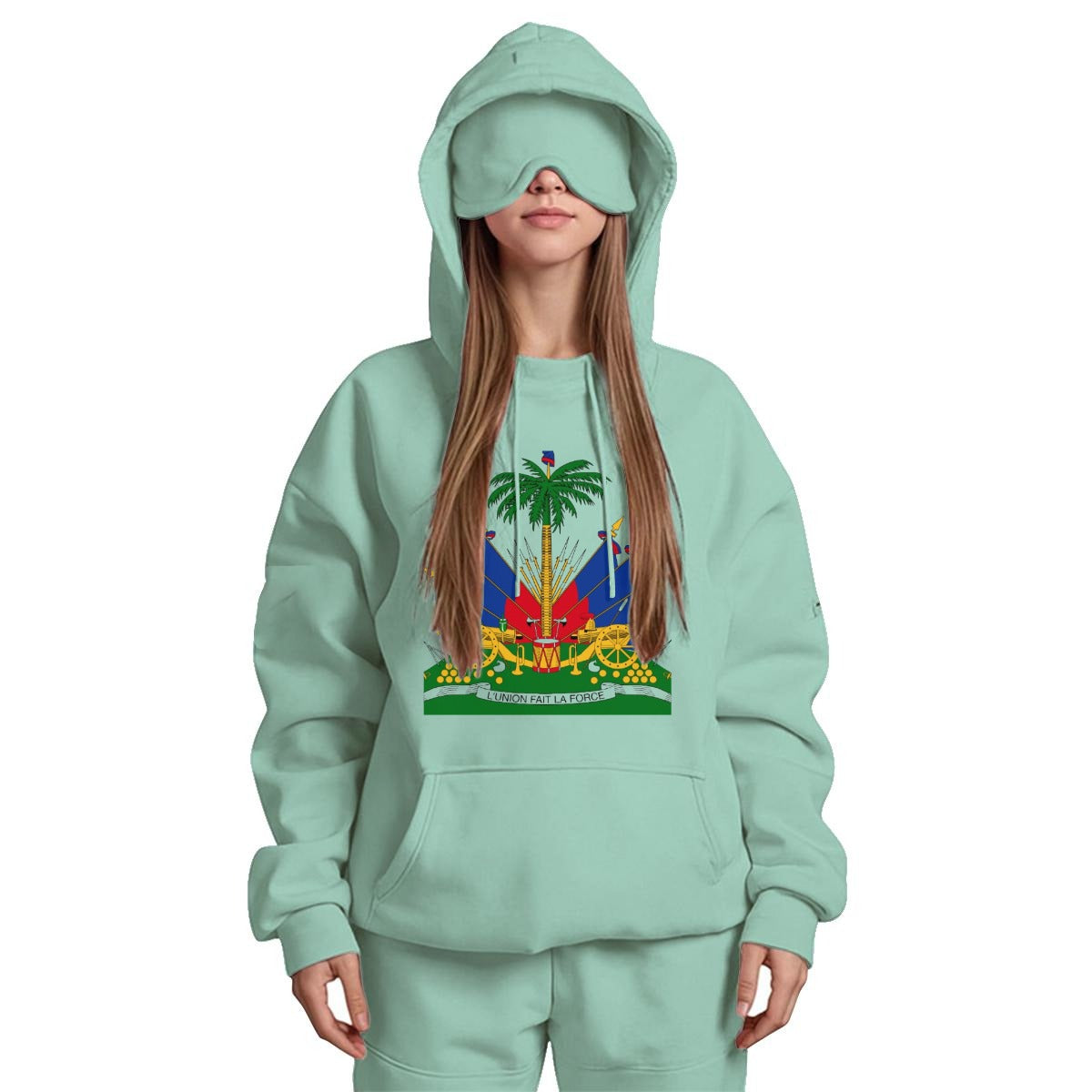Women's Travel Nap Hoodie with Built-in Eye Mask|DTF