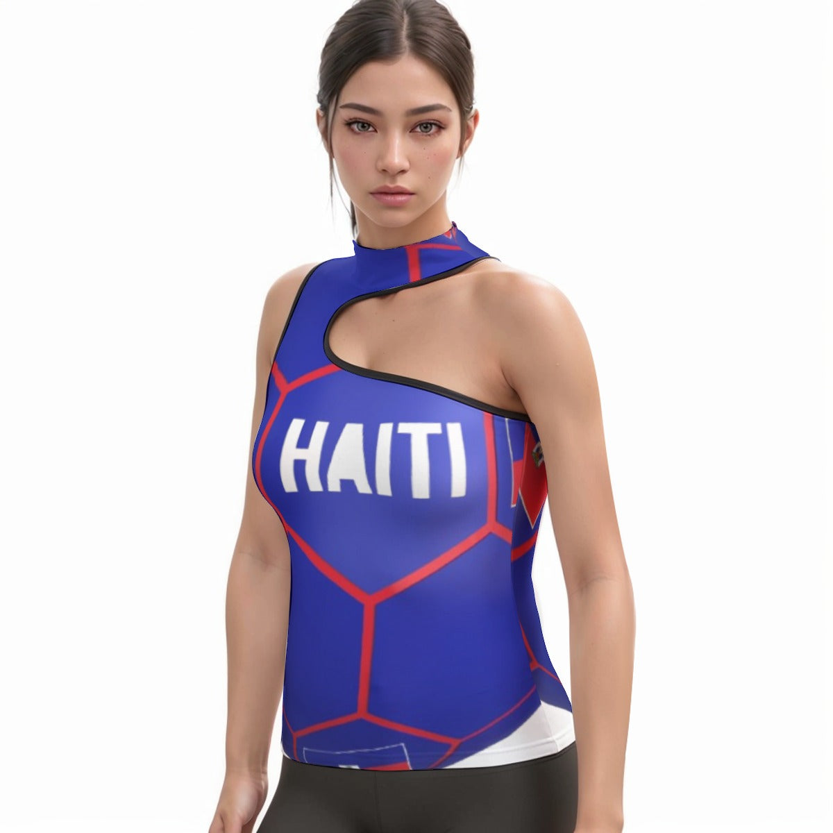 All-Over Print Women's Halter Sleeveless Asymmetrical Tank Top