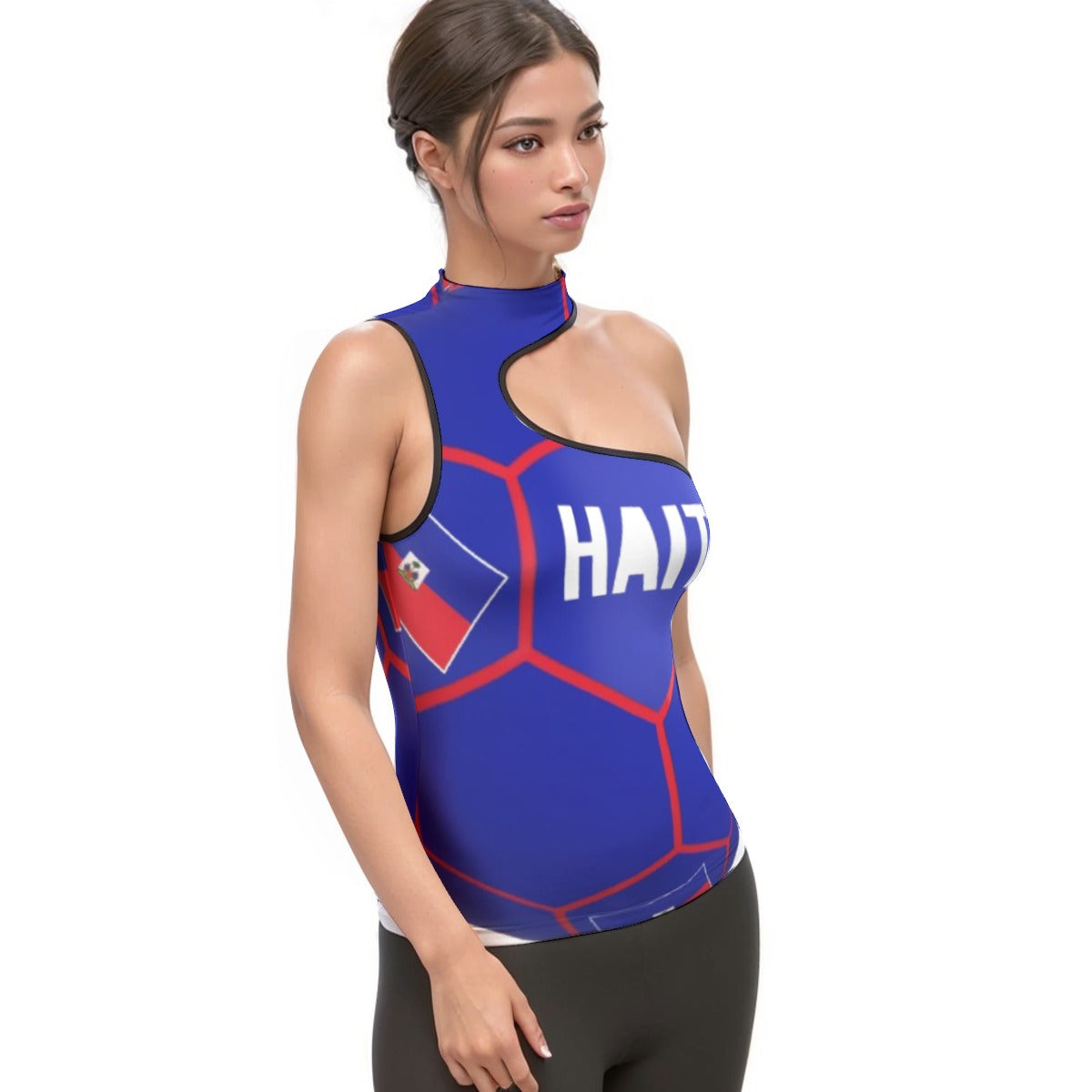 All-Over Print Women's Halter Sleeveless Asymmetrical Tank Top