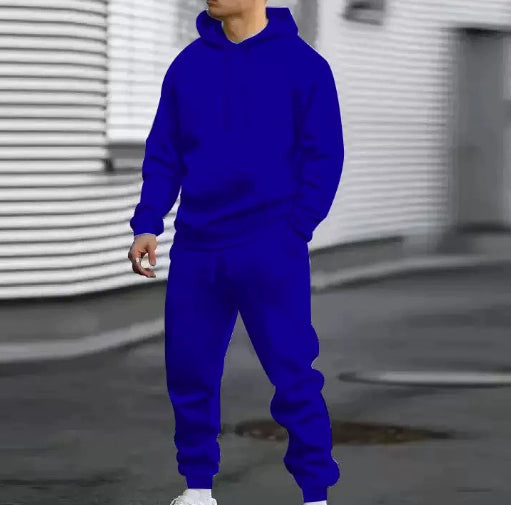 Men's Casual Sports Suit Solid Color Hoodie With Gridles Pants