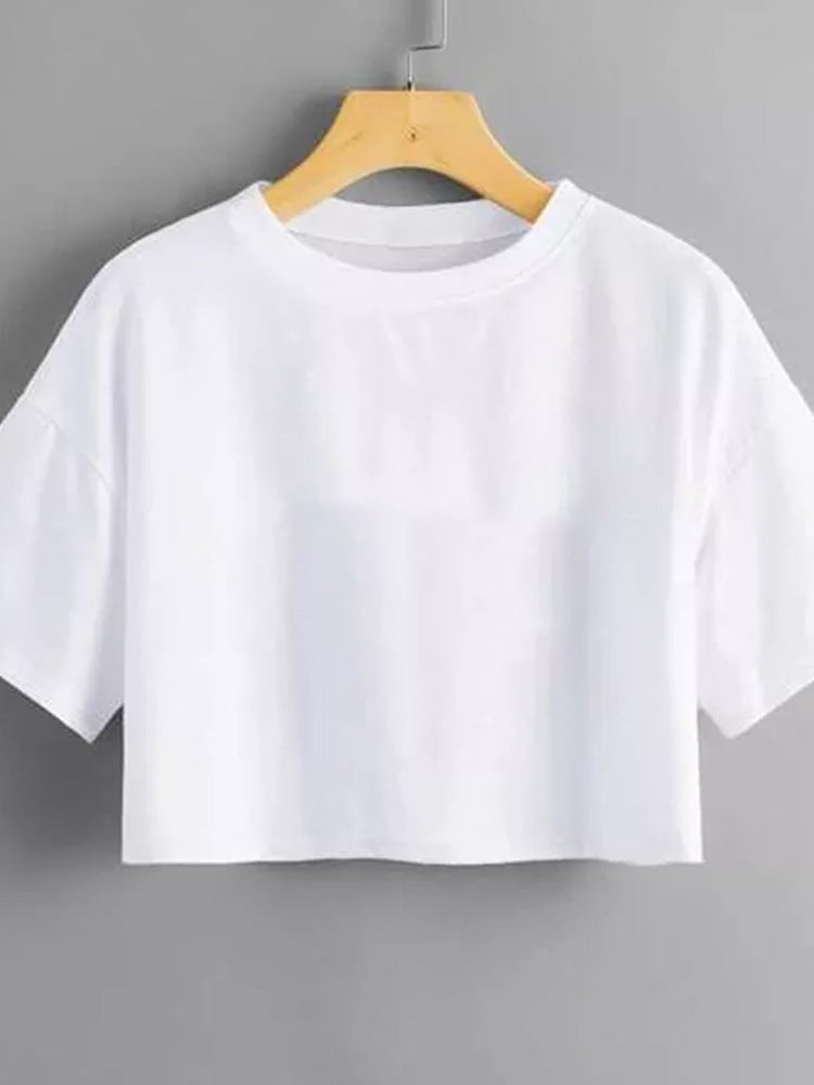 Women's Solid Color O-neck Short Loose Short Sleeve