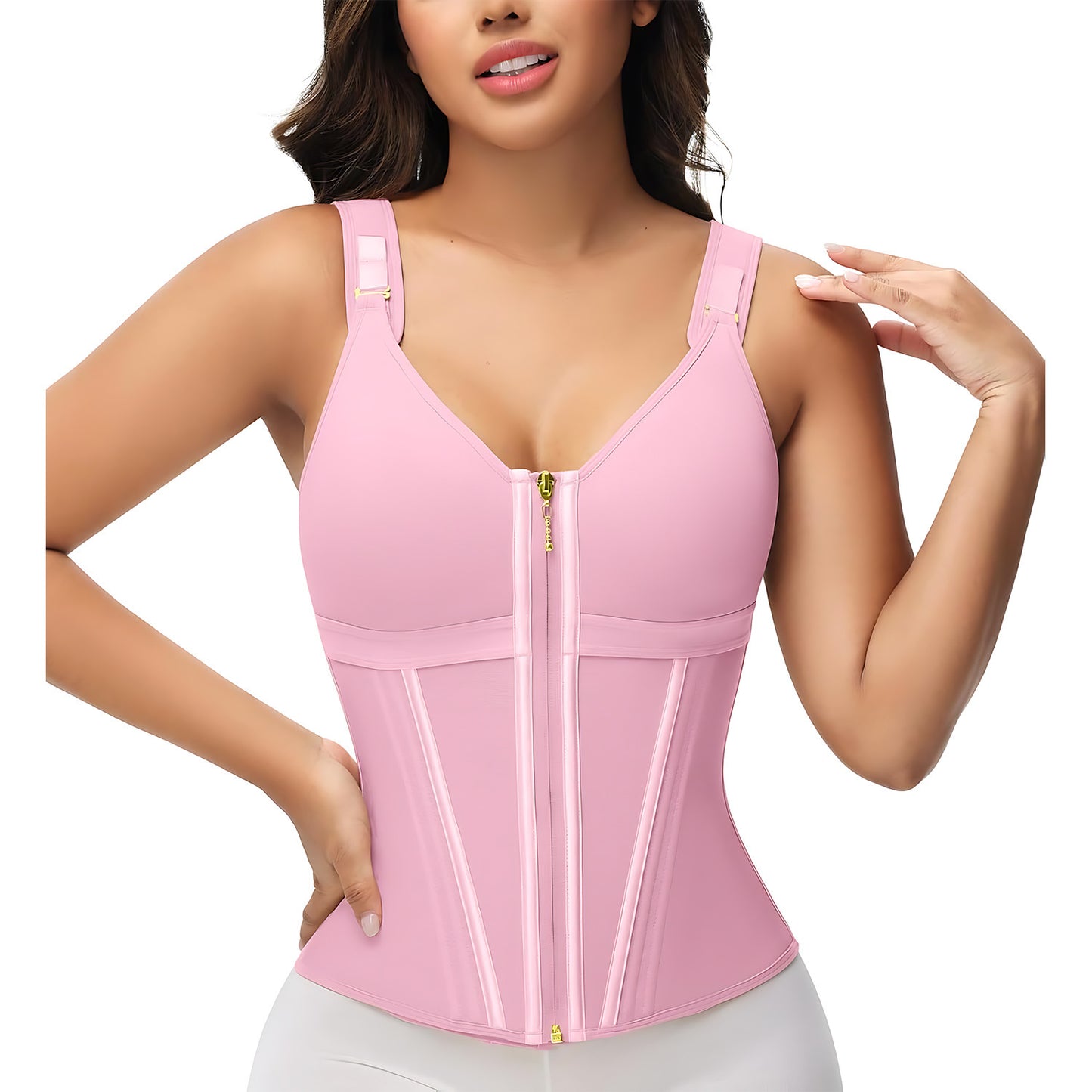 Mesh Belly Contracting And Waist Slimming Three Breasted Corset - DS VISIONARY CONSULTING LLC
