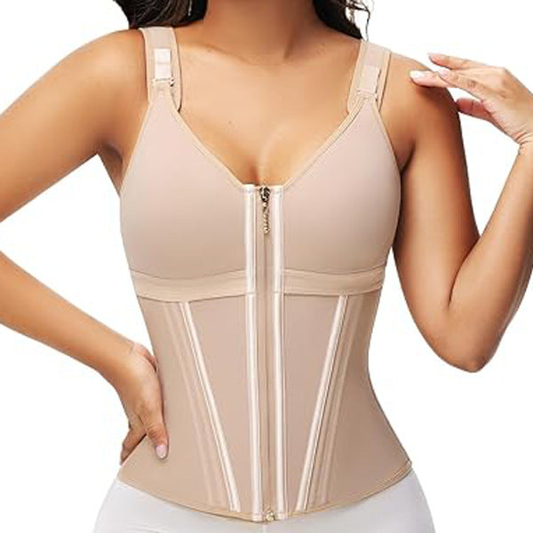 Mesh Belly Contracting And Waist Slimming Three Breasted Corset - DS VISIONARY CONSULTING LLC