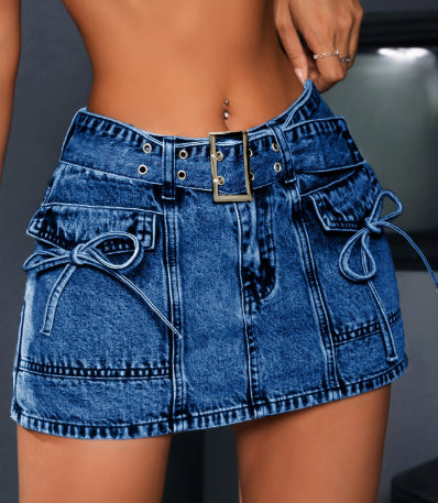 Women's High-elasticity Mid-waist Short Denim Shorts