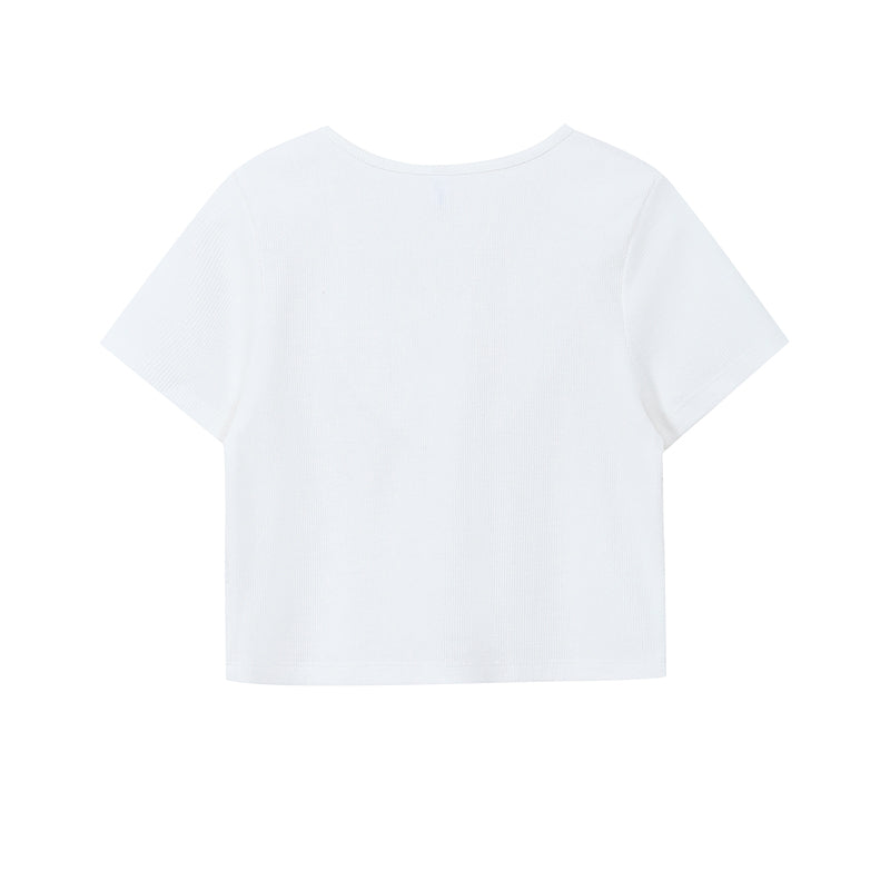 Short Gray Short-sleeved T-shirt Women Slim Slimming