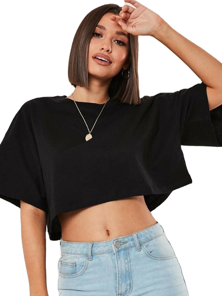 Women's Solid Color O-neck Short Loose Short Sleeve